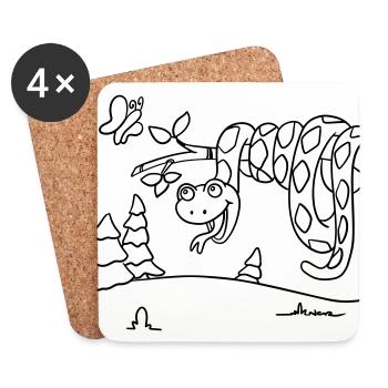 Coloriage Friendly Snake pour chemises et plus - Dessous de verre (lot de 4) - blanc - Devant