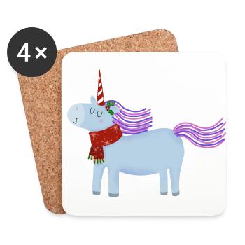 Christmas unicorn with scarf - Coasters (set of 4) - white - Front