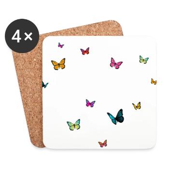 GIULIA - Girl Name with Colorful Butterflies - Coasters (set of 4) - white - Front