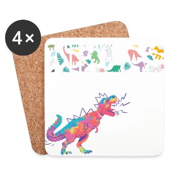 NIKLAS - Beautiful boy name with dinosaur - Coasters (set of 4) - white - Front
