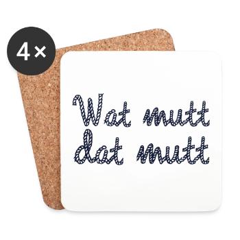 Mundschutz Gesichtsmaske Maske plattdeutsch platt - Untersetzer (4er-Set) - Weiß - Vorne