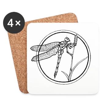 Dragofly line art - Coasters (set of 4) - white - Front