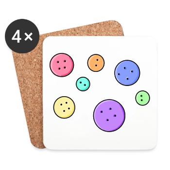 funny colorful buttons hobby handmade DIY gift - Coasters (set of 4) - white - Front