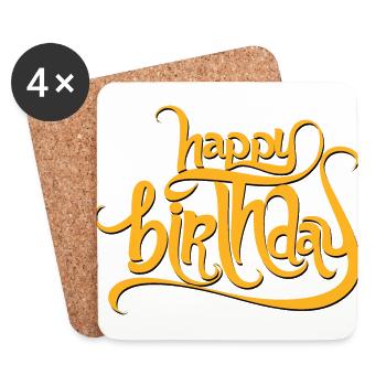 Happy birthday - Untersetzer (4er-Set) - Weiß - Vorne