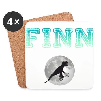 FINN - Schöner Jungen Name mit Dinosaurier - Untersetzer (4er-Set) - Weiß - Vorne