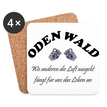 Odenwald Apfelwein Dibbe T-Shirt - Untersetzer (4er-Set) - Weiß - Vorne
