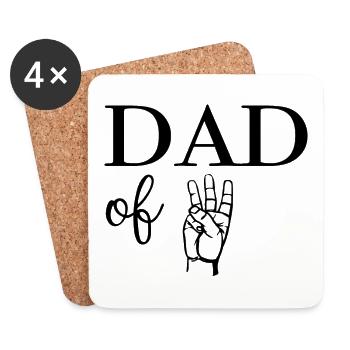 Dad of Three - Coasters (set of 4) - white - Front