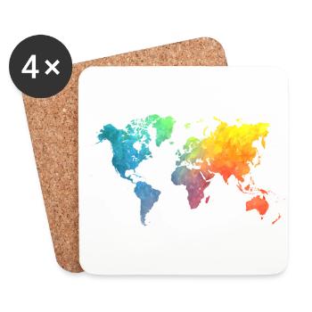 world maps colors - Coasters (set of 4) - white - Front