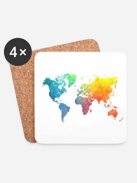 Farben der Weltkarten - Untersetzer (4er-Set) - Weiß