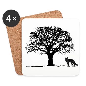 Baum, Fuchs - Untersetzer (4er-Set) - Weiß - Vorne