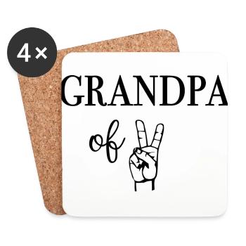 GRANDPA Of Two Enkelkinder Großvater - Dessous de verre (lot de 4) - blanc - Devant