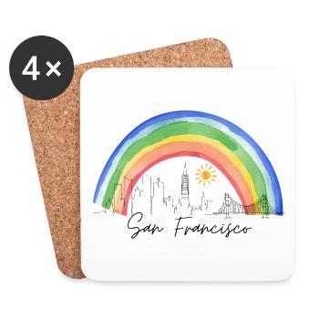 San Francisco Rainbow Skyline - Dessous de verre (lot de 4) - blanc - Devant