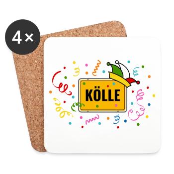 Kölle Karneval Ortsschild Fasching Narrenkappe - Untersetzer (4er-Set) - Weiß - Vorne