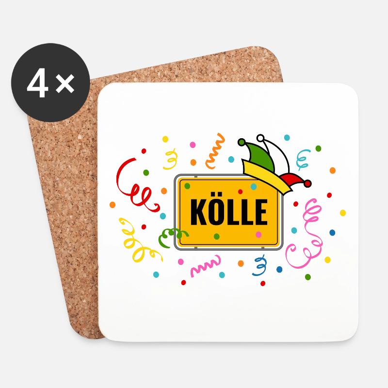 Kölle Karneval Ortsschild Fasching Narrenkappe - Untersetzer (4er-Set) - Weiß