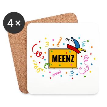 Meenz Fastnacht Fasching Ortsschild Narrenkappe - Untersetzer (4er-Set) - Weiß - Vorne