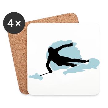 Skifahrer - Untersetzer (4er-Set) - Weiß - Vorne