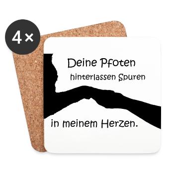 Hund Pfote - Untersetzer (4er-Set) - Weiß - Vorne