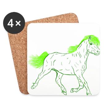 Cheval en vert - Dessous de verre (lot de 4) - blanc - Devant