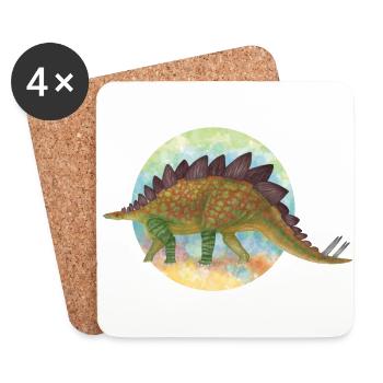 Überdachte Dinosaurier - Untersetzer (4er-Set) - Weiß - Vorne
