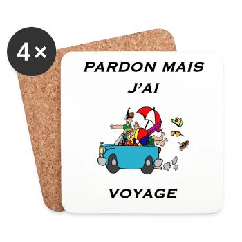 Pardon mais j'ai voyage - Dessous de verre (lot de 4) - blanc - Devant