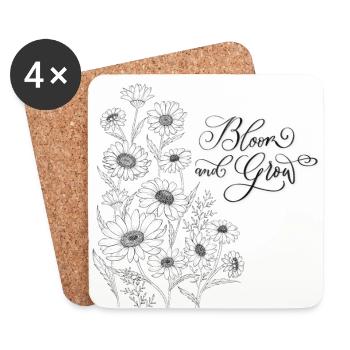 Floral décor with plenty of space for your text - Coasters (set of 4) - white - Front