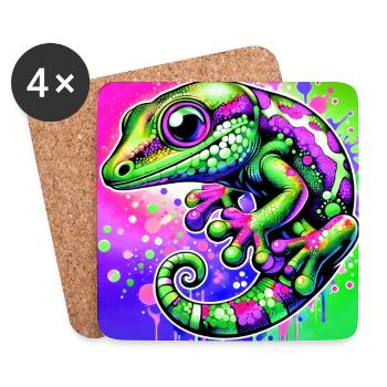 Gecko - Untersetzer (4er-Set) - Weiß - Vorne