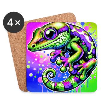 Gecko - Untersetzer (4er-Set) - Weiß - Vorne