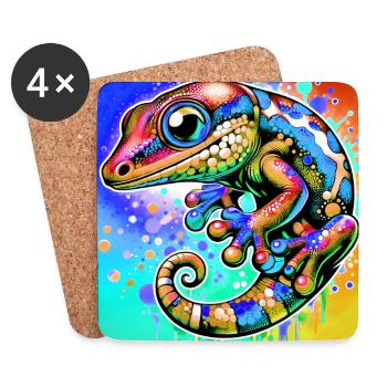 Gecko - Untersetzer (4er-Set) - Weiß - Vorne