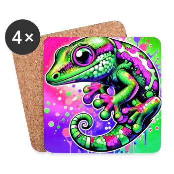 Gecko - Untersetzer (4er-Set) - Weiß - Vorne