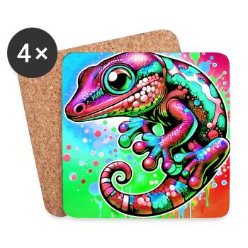 Gecko - Untersetzer (4er-Set) - Weiß - Vorne