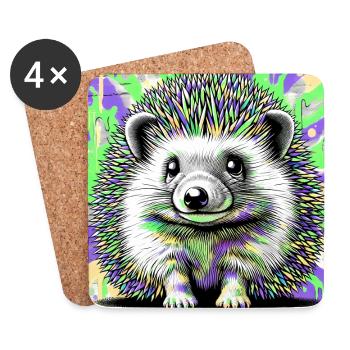 Igel - Untersetzer (4er-Set) - Weiß - Vorne