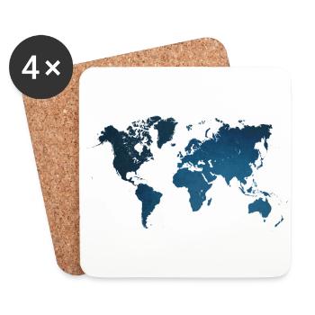 world map blue - Coasters (set of 4) - white - Front
