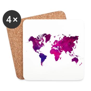 purple world map - Coasters (set of 4) - white - Front