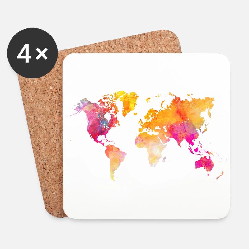 world map - Coasters (set of 4) - white
