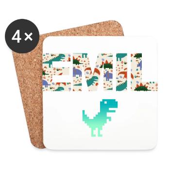 EMIL - Beautiful boy name with dinosaur - Coasters (set of 4) - white - Front