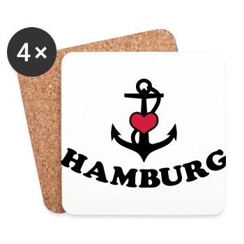 21 Hamburg Anker Herz 2c - Untersetzer (4er-Set) - Weiß - Vorne