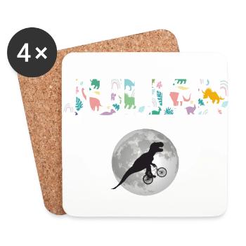 JULIAN - Beautiful boy name with dinosaur - Coasters (set of 4) - white - Front