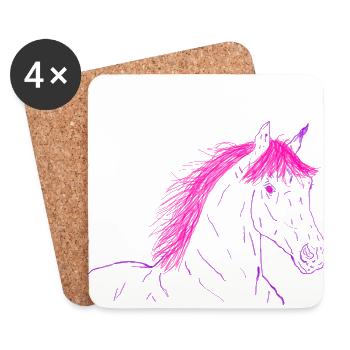 Cheval Rose - Dessous de verre (lot de 4) - blanc - Devant