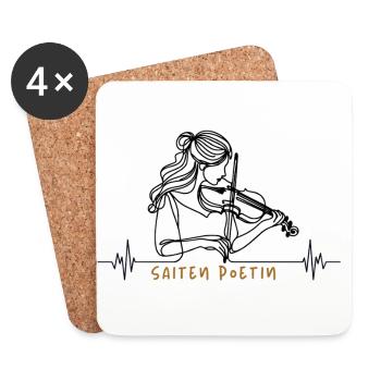 Saiten Poetin Frau mit Geige und Herzschlag - Untersetzer (4er-Set) - Weiß - Vorne