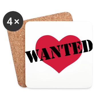 WANTED Love Heart - Coasters (set of 4) - white - Front