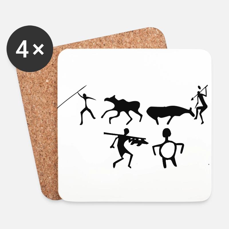 La chasse - Dessous de verre (lot de 4) - blanc