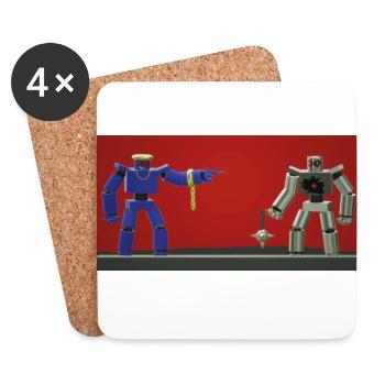Robots argentés et bleus - Dessous de verre (lot de 4) - blanc - Devant