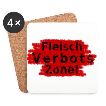 Fleischverbotszone - Must-Haves für Vegs - Untersetzer (4er-Set) - Weiß - Vorne