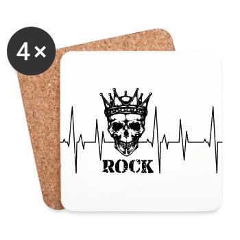 Herzschlag Rock n'Roll black - Untersetzer (4er-Set) - Weiß - Vorne
