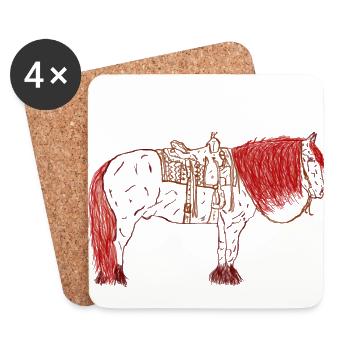 Cheval en orange - Dessous de verre (lot de 4) - blanc - Devant
