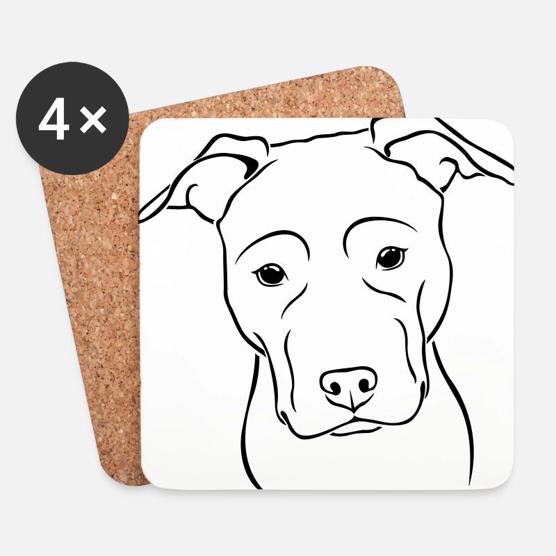 Amerikan Staffordshir Terrier - Untersetzer (4er-Set) - Weiß