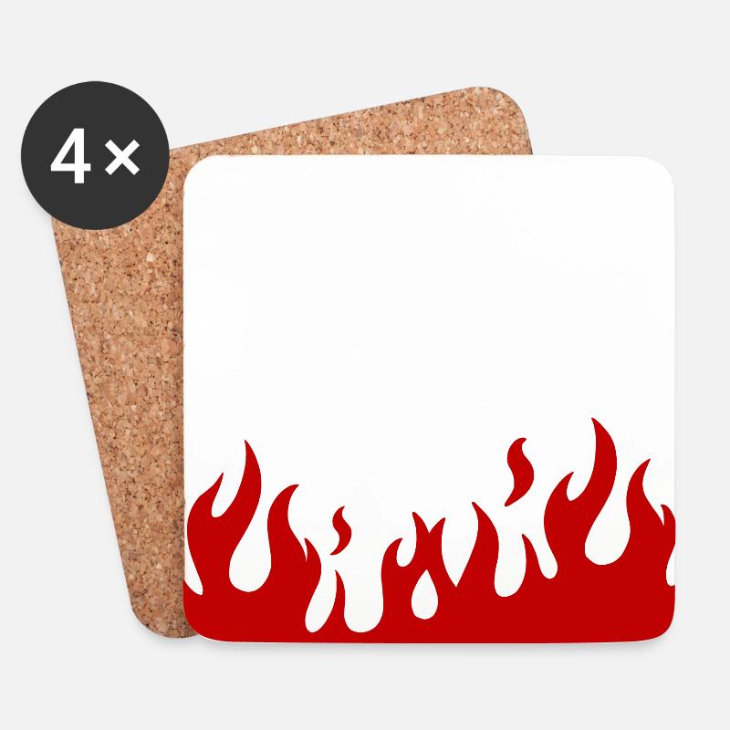 Manga rote Flammen - Untersetzer (4er-Set) - Weiß