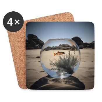 Fisch im Wasserglas - Untersetzer (4er-Set) - Weiß - Vorne
