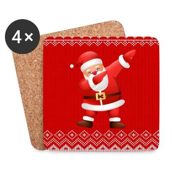 Frohe Weihnachten, frohe Feiertage, Weihnachtsmann - Untersetzer (4er-Set) - Weiß - Vorne