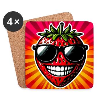 Erdbeeren Erdbeeren - Untersetzer (4er-Set) - Weiß - Vorne